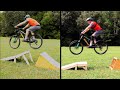 Trying MTB gap jumps with an adjustable kicker ramp. Trail Breaker