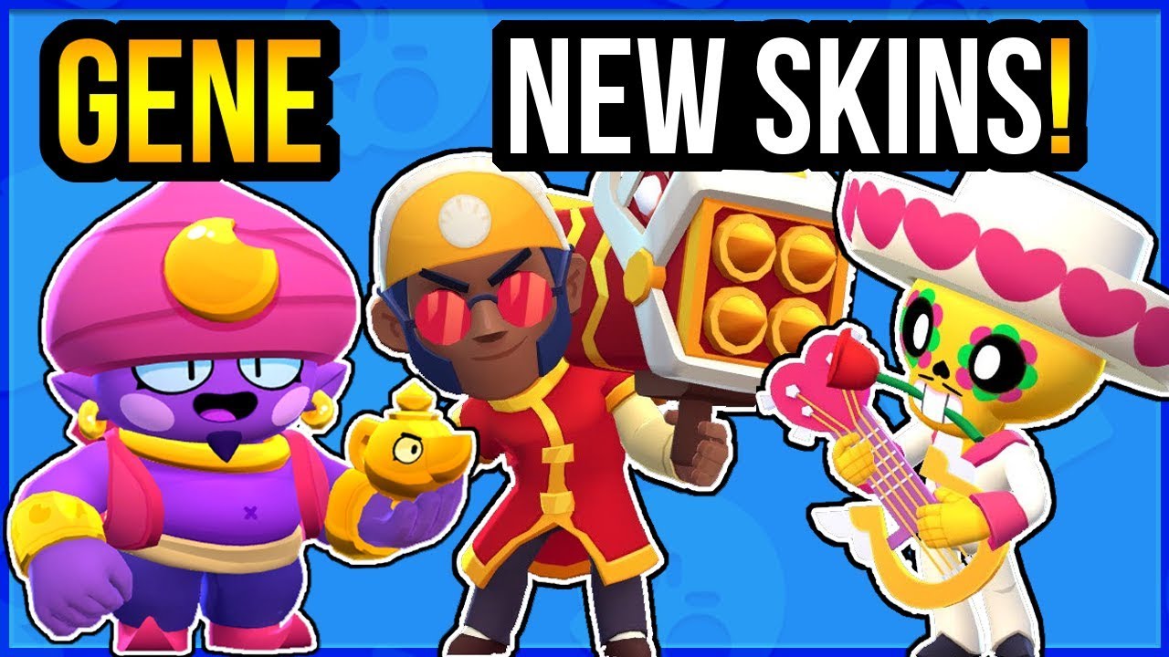 NEW Brawler GENE Gameplay + 6 NEW SKINS in Brawl Stars ...