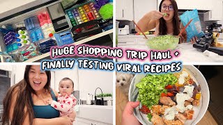 HUGE TARGET \& WHOLE FOODS SHOPPING TRIP + testing viral recipes!!