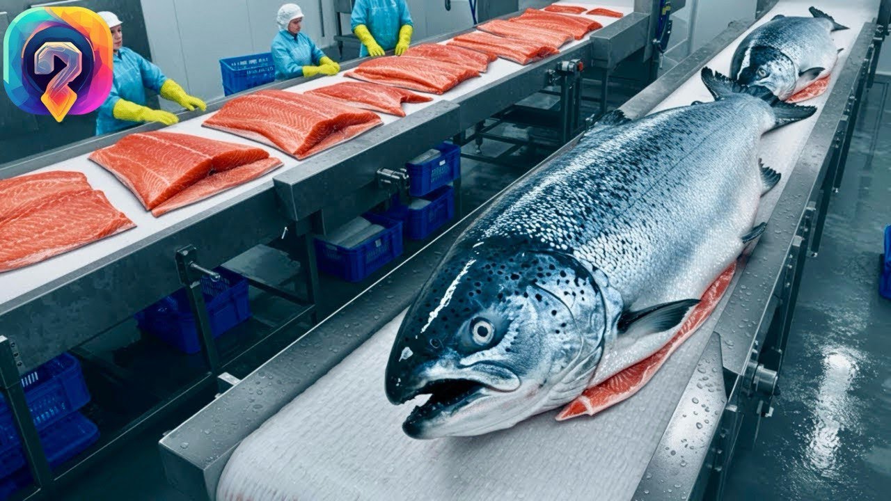 КАК МИЛЛИОНЫ ЛОСОСЕЙ разводят и обрабатывают на фабриках. Уникальные кадры!