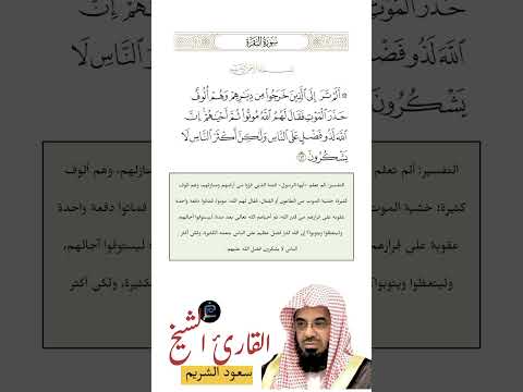 الآية 243 من سورة البقرة القارئ الشيخ سعود الشريم