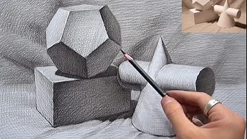 Draw a group of Basic Plaster Geometry in Pencil