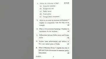 Business Environment B.Com 6th Sem CRSU Previous Year Paper 2021