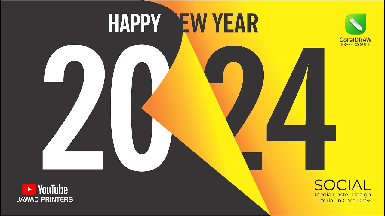 Happy New Year 2024 Poster | CorelDraw Tutorial | Social Media Post  