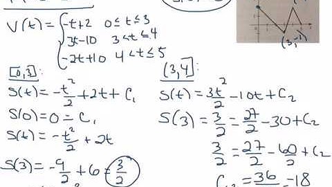 Calculus 6.1.49: Piecewise position from velocity