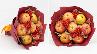 Осенний букет из фруктов своими руками. Вкусный подарок для любителей фруктов