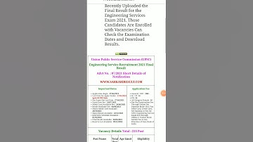 UPSC engineering services 2021 result out #upsc #ssc