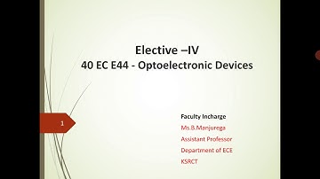 OptoElectronic Devices - Introduction