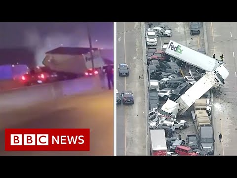 Driver captures deadly 100-vehicle Texas pile-up - BBC News