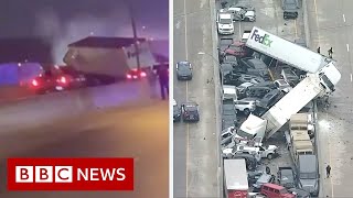 Driver captures deadly 100-vehicle Texas pile-up - BBC News