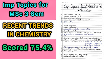 Important Topics for Recent Trends in Chemistry MSc 3 Sem || Scored 75.4% by preparing these topics