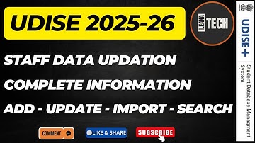UDISE Staff Data Complete Information || UDISE 2025-26 || iLeana Tech