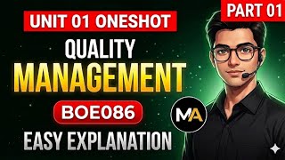 Oneshot U 1 || Quality management BOE086 || part - 1 || #qualitymanagement