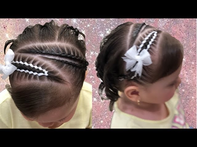Peinado para bebes trenzas con cinta/ trenzas niñas pequeñas con cintas YouTube