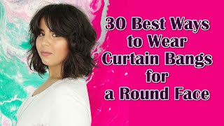 30 Stunning Curtain Bangs Variations for Round Face Types