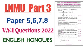 Lnmu part 3 english honours vvi rekha guess question 2022