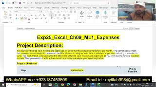 Exp25_Excel_Ch09_ML1_Expenses | Excel Chapter 9: Grader Mid-Level 1 - Personal Expenses