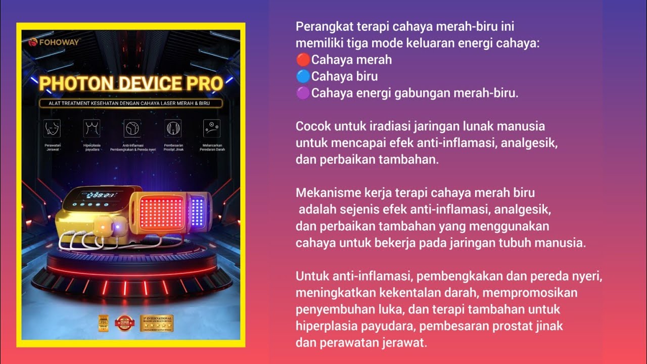 Fototerapi dengan Photon Device Pro dari Fohoway