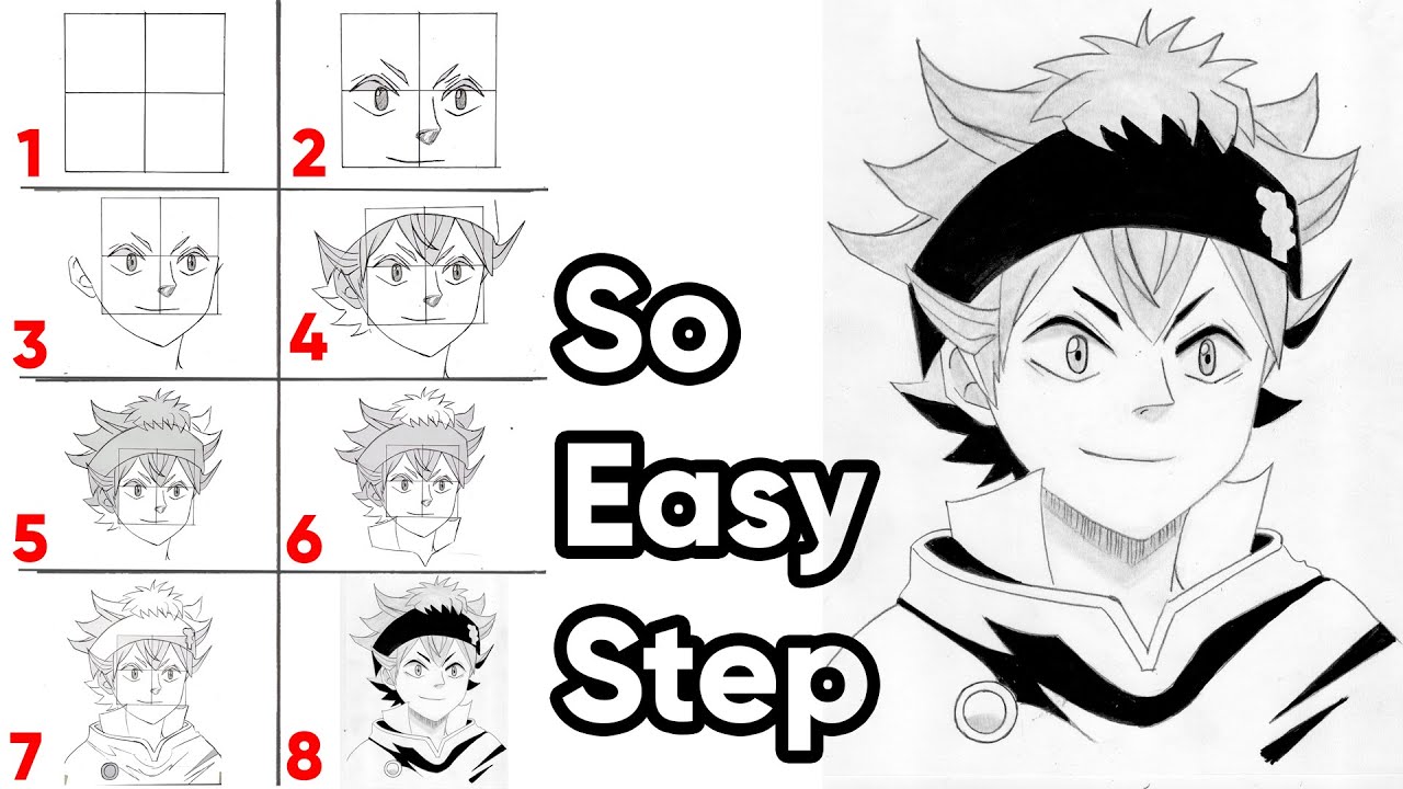 8 Easy Steps To Draw Asta From Black Clover Easy Tutorial Youtube 