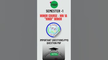 #ranchiuniversity Minor hindi important question pyq #semester1 #fyugp2025