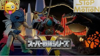 Minipla size 大連王 Dairenoh Thunder Megazord vs Biolante Power Rangers Godzilla Stop Motion Sentai