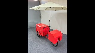 Bright-looking ice cream bike Outdoor mini electric power freezer cart