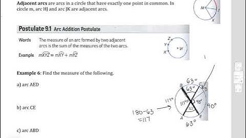 Geometry CP Lesson 9.2 Measuring Angles and Arcs Ex6