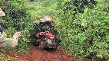Xe công nông cầu đẩy của GARA ĐÔNG XUÂN chở lúa lên dốc đoạn này khỏe thật