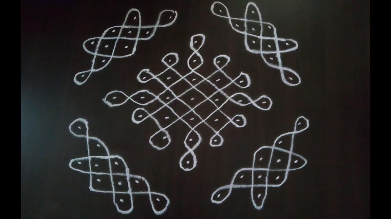 7 to 1 Dot Rangoli | Chukkala Muggulu | Kolam | With Borders ...