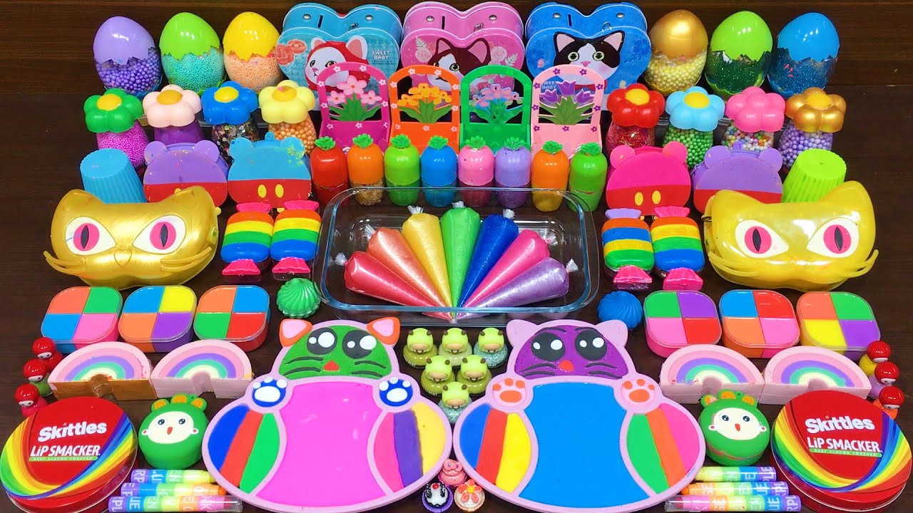 Mixing Random Things into GLOSSY Slime - Satisfying Slime video 