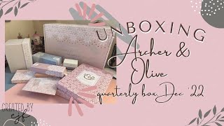 Unboxing Archer & Olive December 2022 Quarterly Subscription Box, Cozy Cafe