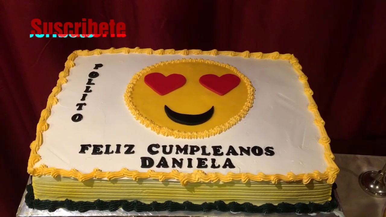 Pastel decorado de emoji media plancha decoraciones en fondant - YouTube