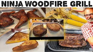 Ninja Woodfire Outdoor Grill Corn on Cob, Ribs, Pork Chops, Grilled Cheese & Leg Quarters