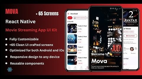 Mova - Movie Streaming React Native Expo App Ui Kit ( Light Theme )