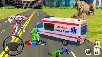 Ambulance Robot City Rescue Driving #1 - City Road Accident Emergency Crazy Drive - Android Gameplay