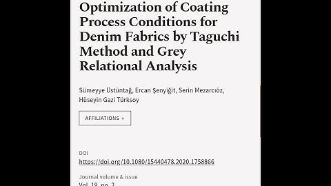 Optimization of Coating Process Conditions for Denim Fabrics by Taguchi Method and Gr... | RTCL.TV