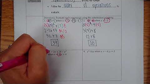 Algebra 1 Evaluating Expressions