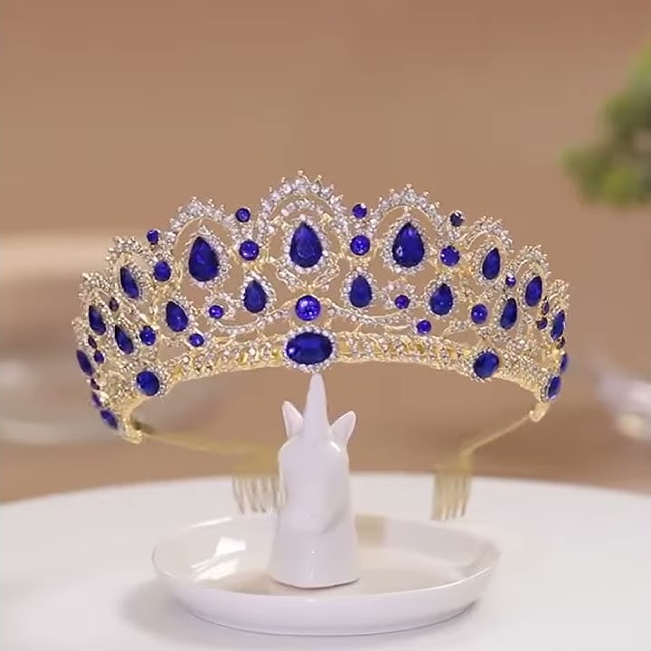 Wedding Tiara Queen Crown Wedding Hair Accessories Green Crystal Rhinestone Tiaras and Crowns For