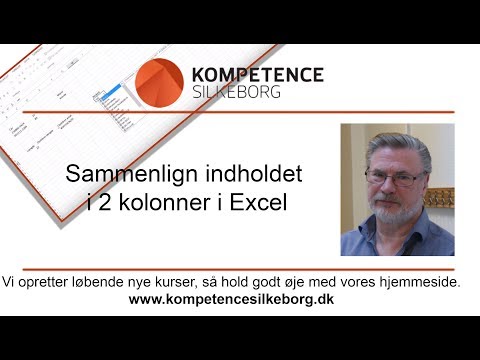 Sammenlign indholdet i to kolonner i Excel