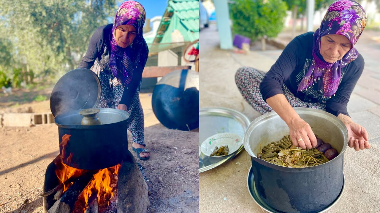 Köy Evi Odun Ateşinde Kuzu Eti Lahana Sarması ~ Akşam Yemeği KÖY İŞLERİ
