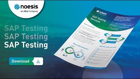 SAP Testing Offer by Noesis