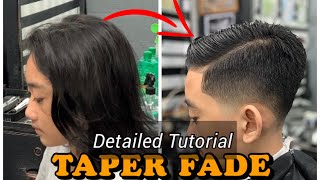HAIRCUT TUTORIAL:How to Cut Taper Fade using Taper Blade and Trimmer | From Long Hair to Taper