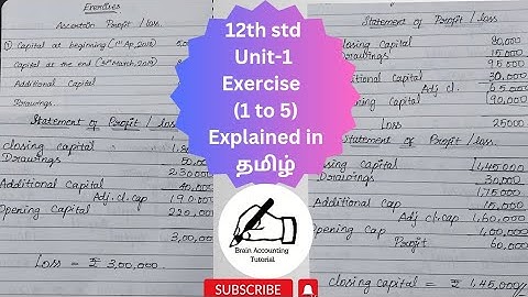 12th Accountancy Chapter-1(Exercise sums 1 to 5) explained in Tamil |Exercise answers |தமிழில்