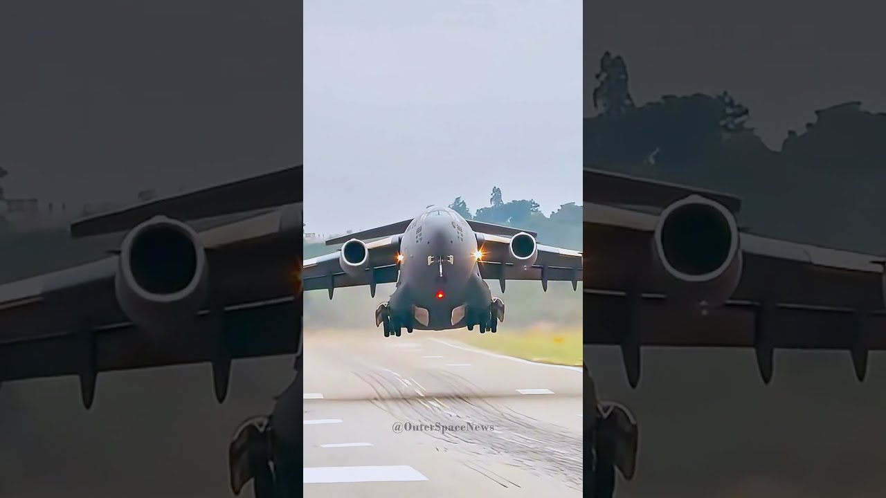 C 17 Fully Loaded With 263 Tons Takes Off C17globemaster Usairforce