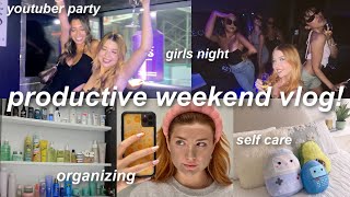 my self care + productive weekend vlog! girls night, organizing & home decor DIY!