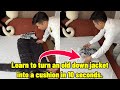 Turn your old down jacket into a pillow in 10 seconds | 古いダウンジャケットを10秒で枕に変える