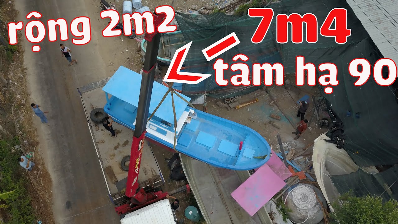 mẫu ghe composite 7m4 ngang 2m2 hạ thủy chạy về quảng nam |Tàu Thuyền Miền Trung
