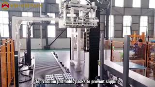 WIN-WIN PACK Single-Column Palletizer for Full-Layer Palletizing of Shrink-Wrapped Water Packs Wealth