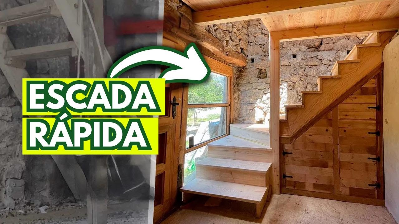 Como fazer uma ESCADA de Madeira de forma FÁCIL (Passo a passo) - YouTube