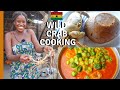 COOKING GIANT WILD CRABS GHANAIAN FOOD IN A SMALL VILLAGE | WEST AFRICAN FOOD